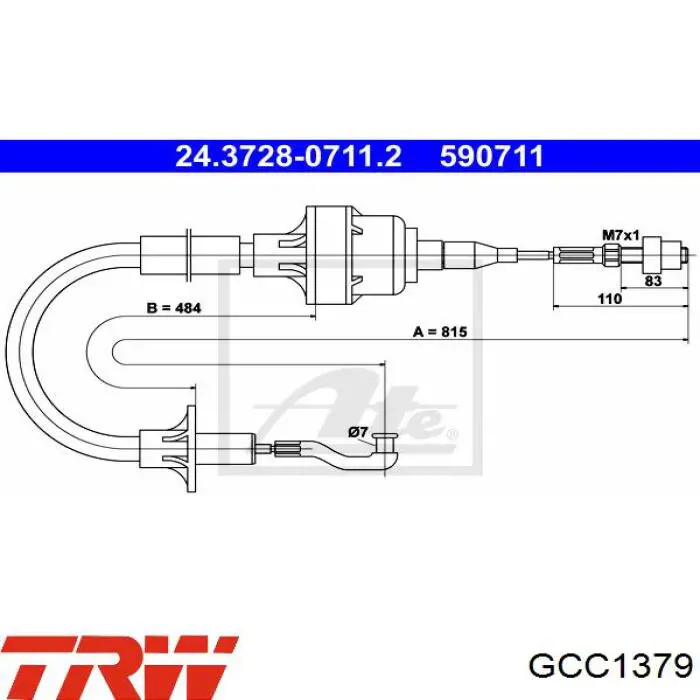 Cable de embrague GCC1379 TRW