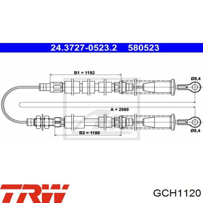 GCH1120 TRW трос ручного тормоза задний правый/левый