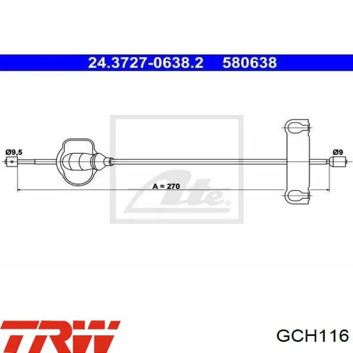 GCH116 TRW трос ручного тормоза передний
