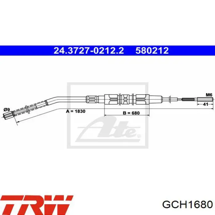 GCH1680 TRW трос ручного тормоза задний правый/левый