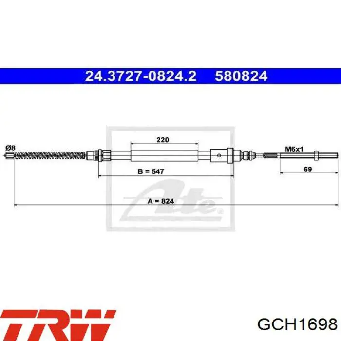 Трос ручника 8AS355662881 HELLA