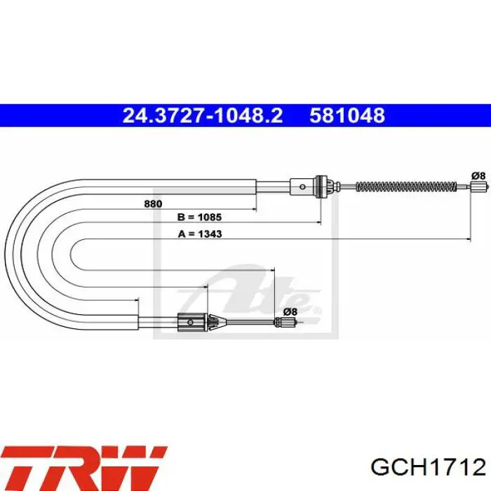 Задний правый трос ручника GCH1712 TRW