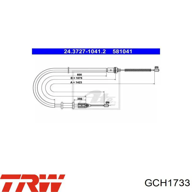 Трос ручного тормоза задний TRW GCH1733 цена, от 10.21 USD