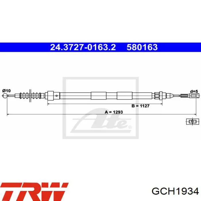 Задний трос ручника TRW GCH1934 цена, от 13.30 USD