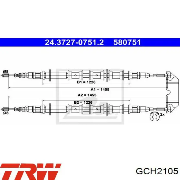 Задний трос ручника GCH2105 TRW