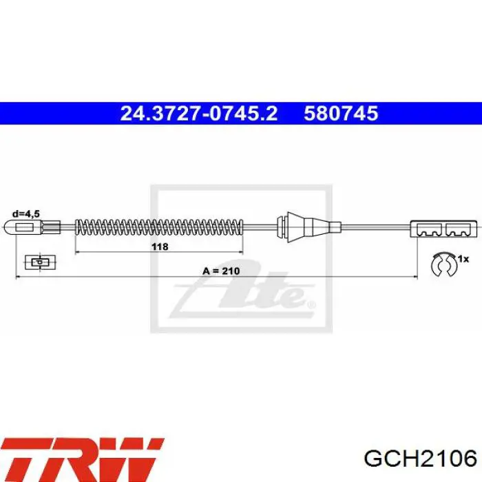 Задний трос ручника GCH2106 TRW