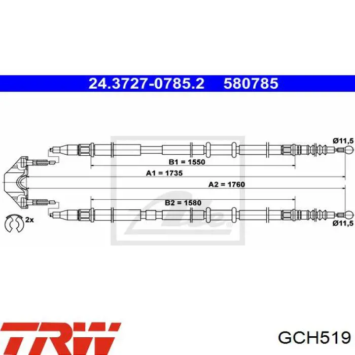 Задний трос ручника GCH519 TRW