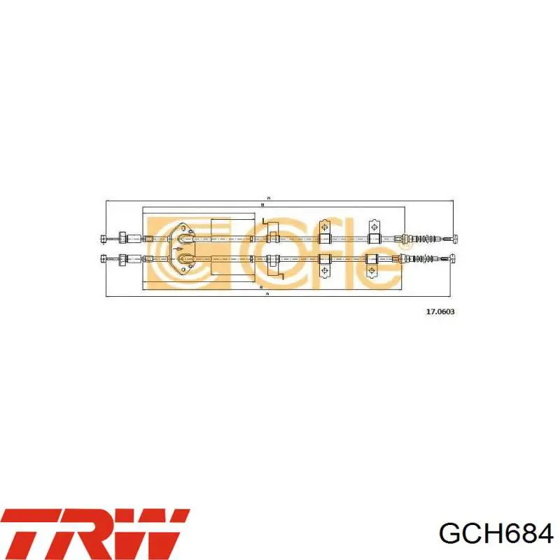 GCH684 TRW cabo traseiro direito/esquerdo do freio de estacionamento