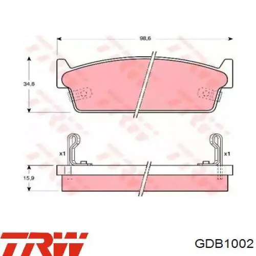 Задние тормозные колодки GDB1002 TRW