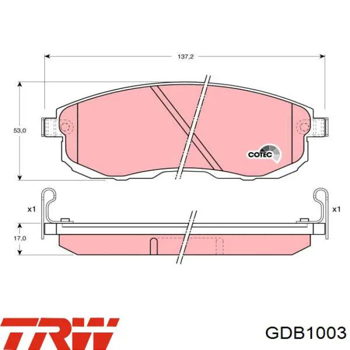 Колодки гальмівні передні, дискові GDB1003 TRW