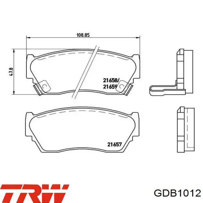 Передние тормозные колодки GDB1012 TRW