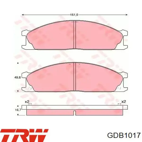 GDB1017 TRW колодки тормозные передние дисковые