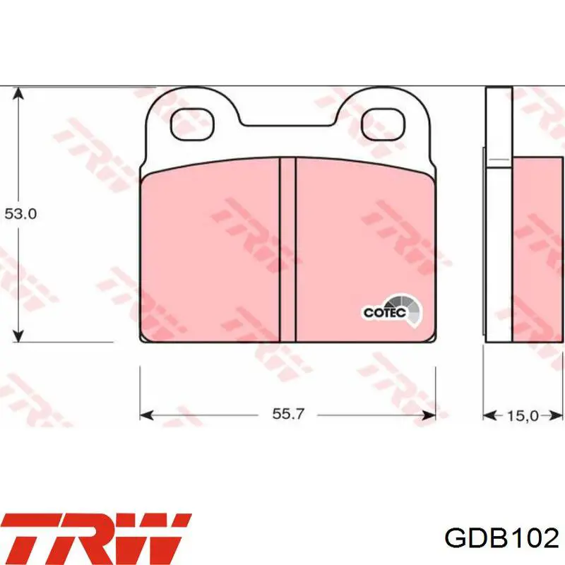 Купить GDB102 TRW Колодки тормозные задние, дисковые