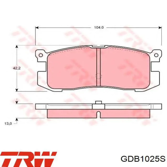 GDB1025S TRW колодки тормозные задние дисковые