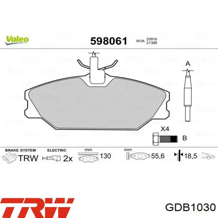 Тормозные колодки TRW GDB1030