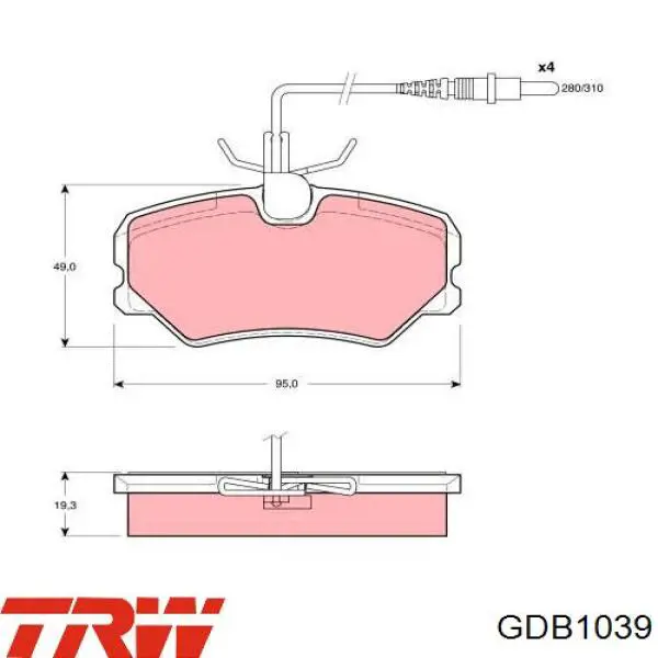 Передние тормозные колодки GPB0393 GP