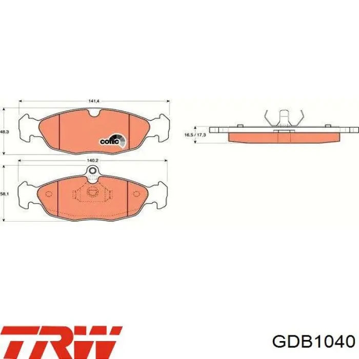 Передние тормозные колодки GDB1040 TRW