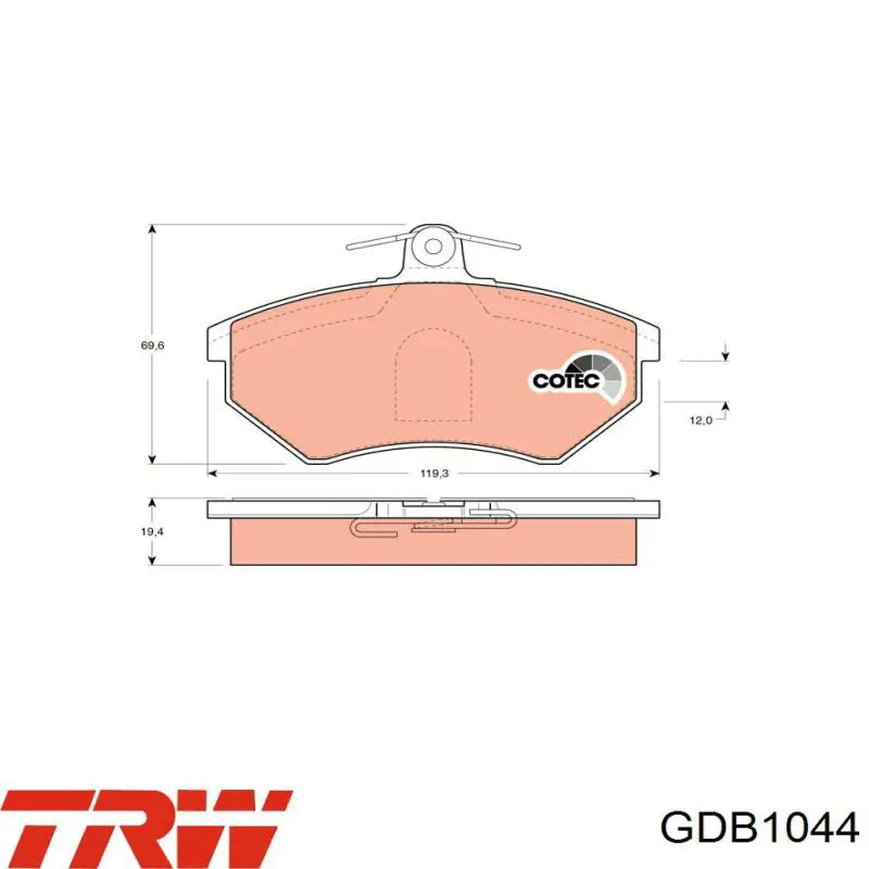 Передние тормозные колодки GDB1044 TRW