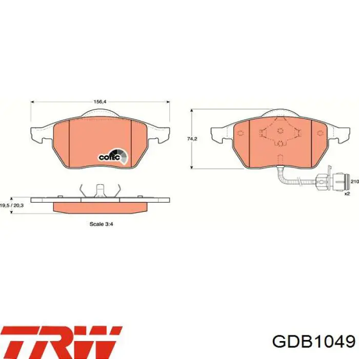 Передние тормозные колодки GDB1049 TRW