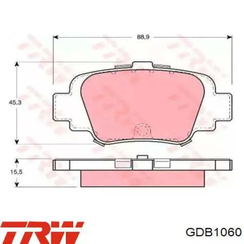 Задние тормозные колодки GDB1060 TRW