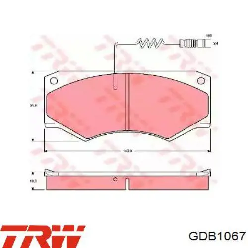 GDB1067 TRW колодки тормозные передние дисковые