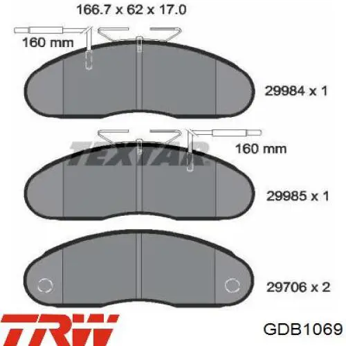 Передние тормозные колодки GDB1069 TRW