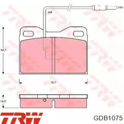 Передние тормозные колодки GDB1075 TRW