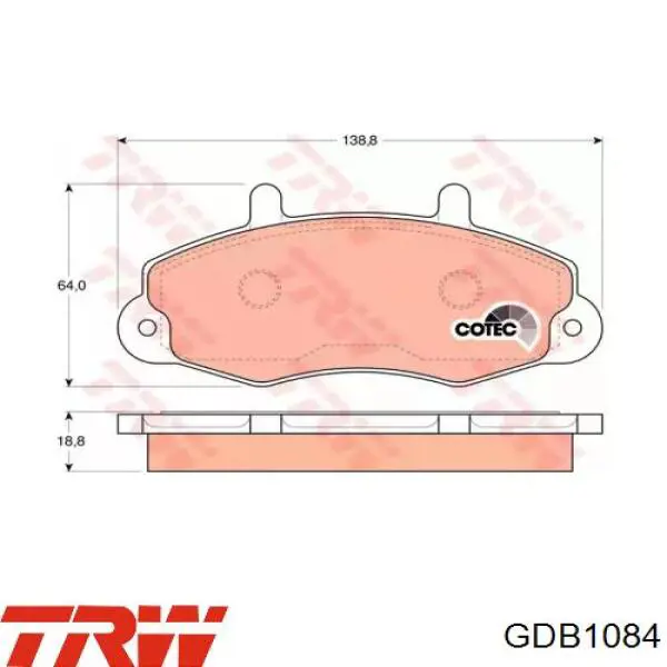 GDB1084 TRW колодки тормозные передние дисковые