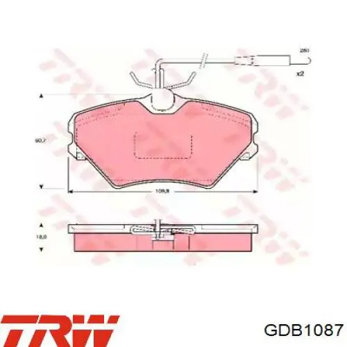 Передние тормозные колодки GDB1087 TRW