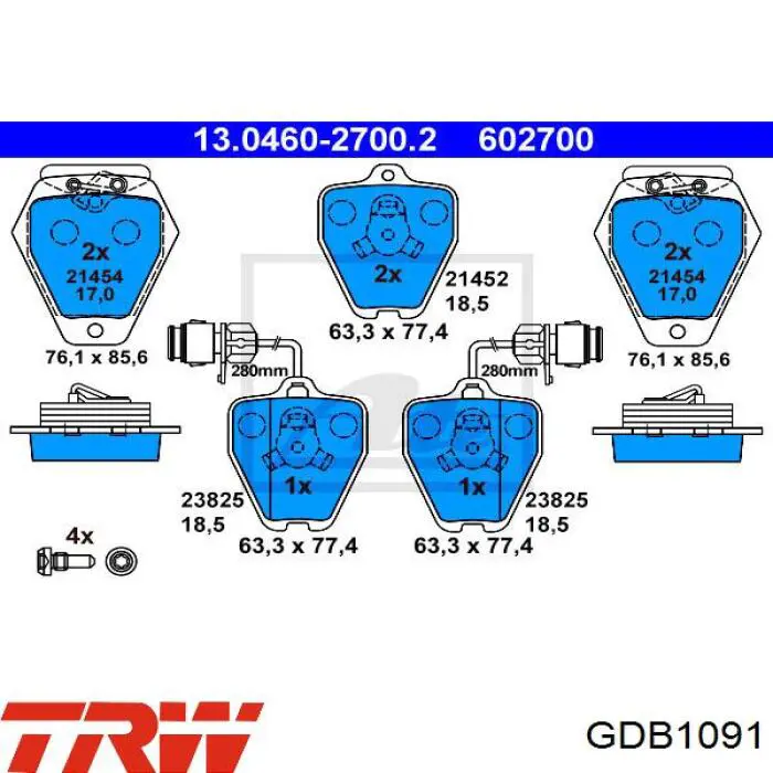 Передние тормозные колодки 4AO698151B VAG