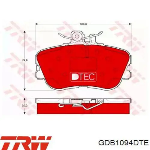 GDB1094DTE TRW колодки тормозные передние дисковые