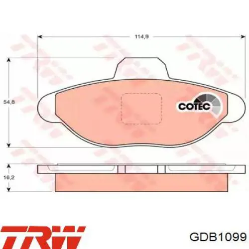 Передние тормозные колодки GDB1099 TRW