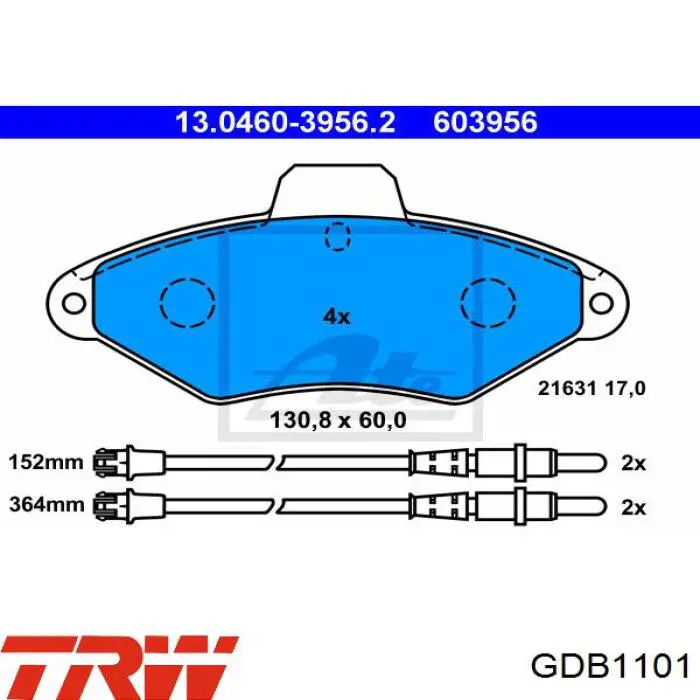 GDB1101 TRW Колодки передние