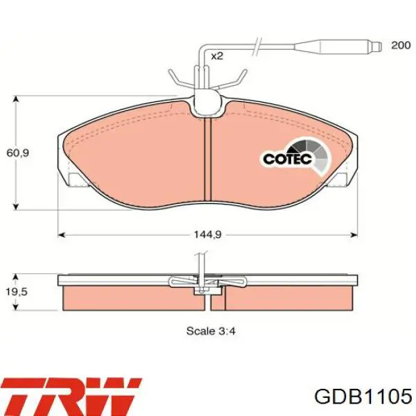 GDB1105 TRW колодки тормозные передние дисковые