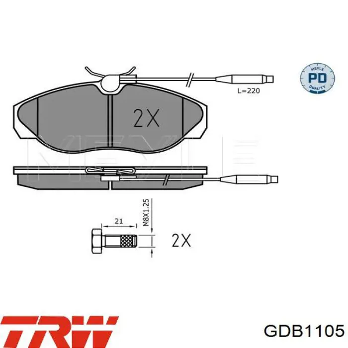 Купить GDB1105 TRW Колодки тормозные