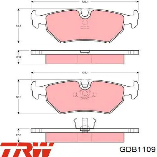 Задние тормозные колодки GDB1109 TRW