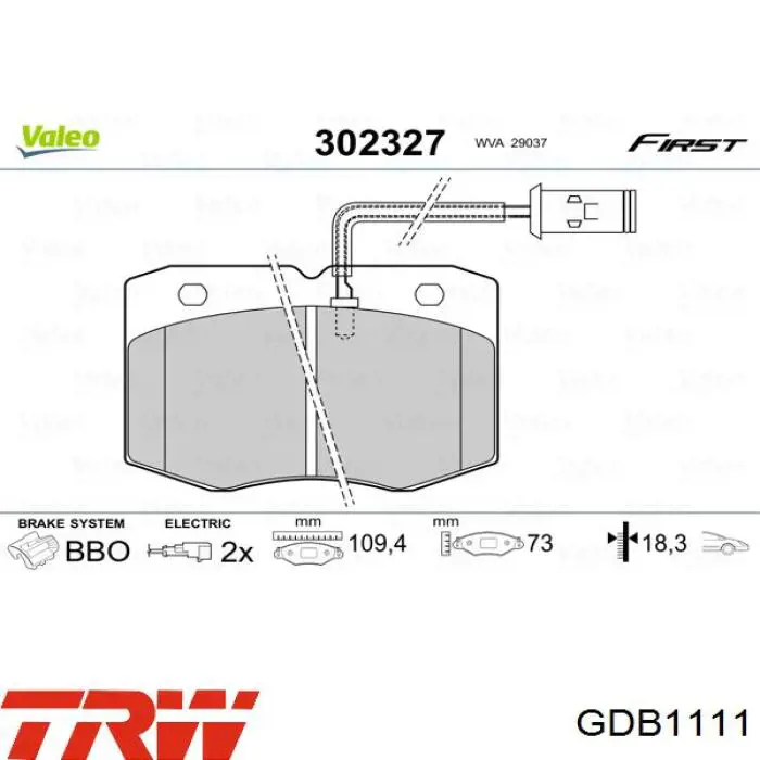 Купить GDB1111 TRW Колодки тормозные