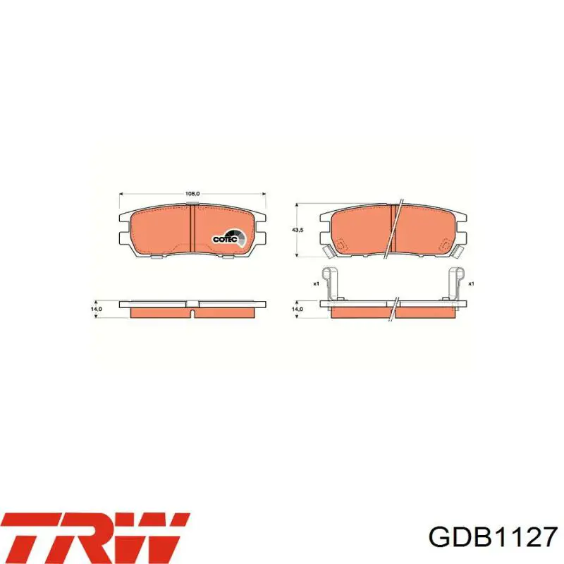 Колодки гальмові задні, дискові GDB1127 TRW