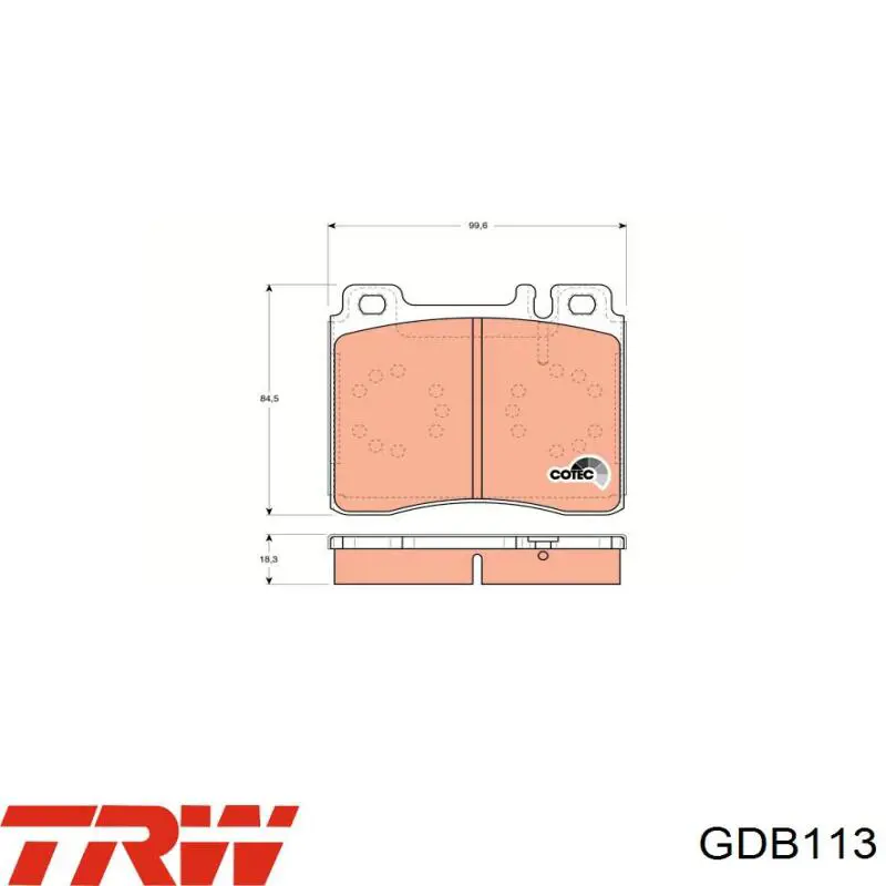 Передние тормозные колодки GDB113 TRW