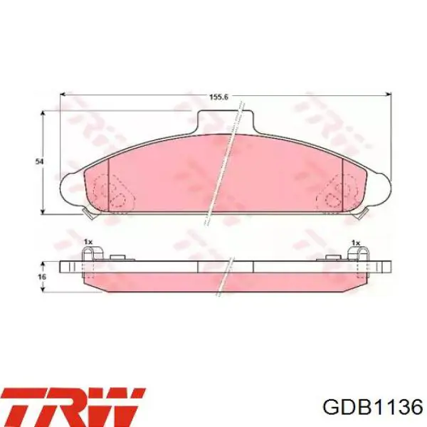 GDB1136 TRW колодки тормозные передние дисковые