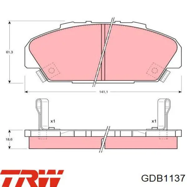 Передние тормозные колодки GDB1137 TRW