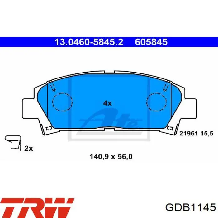 Купить GDB1145 TRW Колодки тормозные
