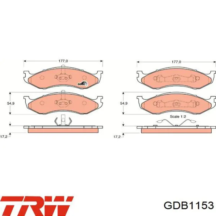 GDB1153 TRW колодки тормозные передние дисковые