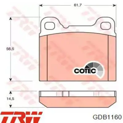 GDB1160 TRW колодки тормозные задние дисковые