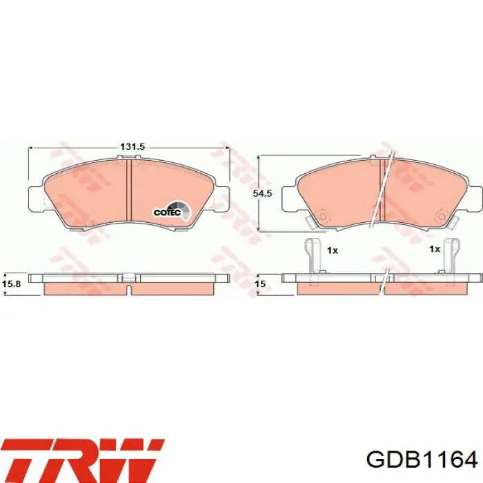 Купить GDB1164 TRW Колодки тормозные