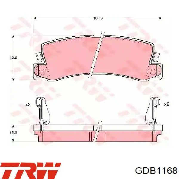 GDB1168 TRW колодки тормозные задние дисковые