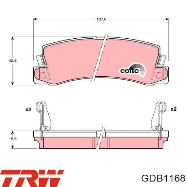 Колодки дисковые  TRW GDB1168 цена, от 15.78 USD