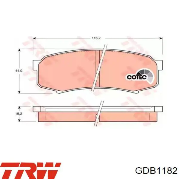 Колодки гальмові задні, дискові GDB1182 TRW