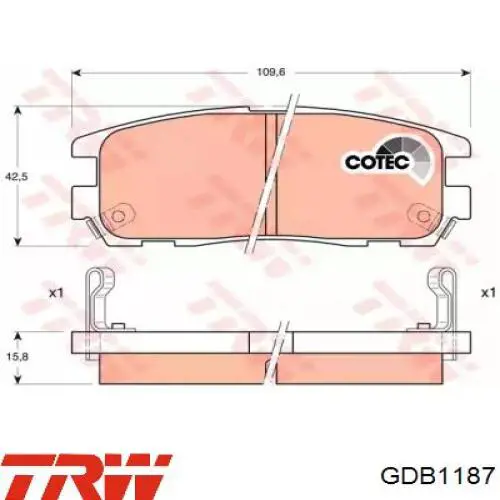 Купить GDB1187 TRW Колодки тормозные задние, дисковые