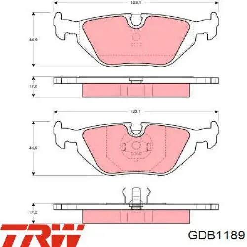 GDB1189 TRW колодки тормозные задние дисковые